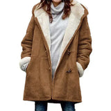 Damen Fleece Jacke mit Kapuze | Winter – Braun