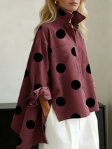 Ranulya - Elegantes Kunstvoll Bedrucktes Oberteil Mit Polka Dot Muster – Rot