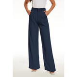 Damen-Hose mit Hoher Taille | weite Beinführung – Marineblau