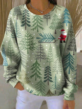 Fenna - Weihnachtsstrickpullover mit Tannendruck – Mehrfarbig