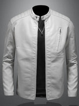 Calvin – premium-leder-bikerjacke für herren – Weiß
