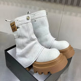 Elida | Stylische Cowboy-inspirierte Chelsea Boots mit mittlerer Schafthöhe – Weiß