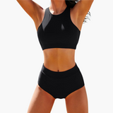 Sport-Bikini - Damen Bustier-Set für Schwimmen & Training – Schwarz