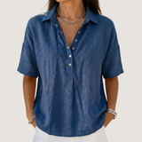 Zoé | Atmungsaktive Baumwollbluse – Blau