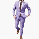 Herren Anzug zweiteilig mit Reverskragen und Slim Fit Hose – Lila
