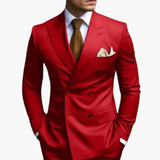 Herren Anzug zweiteilig mit Doppelreiher und Slim Fit Hose – Rot