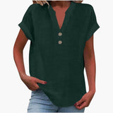 Damen Bluse mit V-Ausschnitt und kurzen Ärmeln für Frühling – Grün
