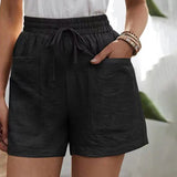 Rosalie | Leinen Shorts mit Taschen – Schwarz