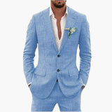 Herren Sommeranzug mit Revers und langen Ärmeln – Himmelblau