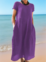 Allie - Lässiges, locker sitzendes Kurzarmkleid für Damen – Lila