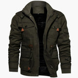 Multi-Pocket Militärjacke für Herren – Grün