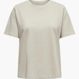 Damen T-Shirt mit Rundhals und kurzen Ärmeln aus Leichtstoff – Beige