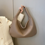 Estelle - Große handgewebte Schultertasche für Damen – Khaki