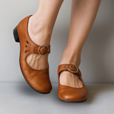 Els - Damen Orthopädische Ledersandalen mit Keilsohle – Braun