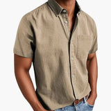 Herren Kurzarmhemd mit Brusttasche für Frühling und Sommer – Khaki