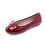 Melyssa - flache Damenschuhe mit Schleife – Weinrot