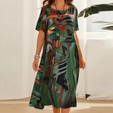 Raven | Blumenmuster Kleid – Grün
