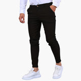 Herren Slim Fit Hose in Knöchellänge mit Taschen – Schwarz
