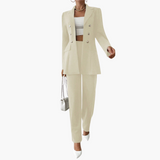 Zweiteiliger Anzug mit Damen - Blazer und geraden Hosen – Aprikose