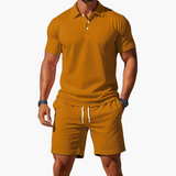 Leichtes Sommer Polo Set Herren - Kurzarmshirt & passende Shorts – Khaki