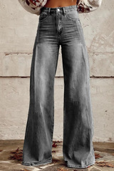 Susan | Stilvolle Denim-Hosen mit weitem Bein – Grau