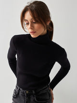 Klassischer Rollkragenpullover für Damen | Lässig – Schwarz