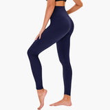 Damen Leggings mit Leopardenmuster und hohem Bund aus Stretchmaterial – Marineblau