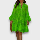 Merelina – Kleid mit Broderie und Volantärmeln – Grün