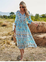 Donata - Lässiges Boho‑Kleid – Blau
