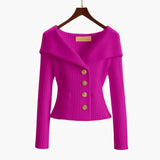 Kenny – Gerippter Knopf-Cardigan – Lila