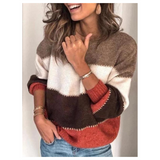 Katia Vintage-Streifen Strickpullover – Kaffee