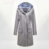 Wasserdichter Trenchcoat Damen Mit Kapuze | Lang Leicht – Grau