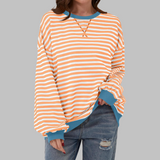 Amelia - Weicher Strickpullover mit Streifen – Orange