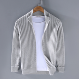 Herren Strickjacke Mit Reißverschluss | Geripptes Design Für Alltag – Grau