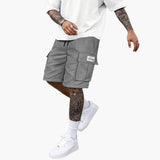 Herren Sommer Cargo Shorts mit Taschen und Kordelzugbund – Grau