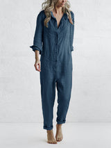 Majia | Damen Lässiger Jumpsuit | Langarm – Blau