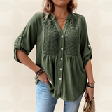 RENATE – Bluse Mit V Ausschnitt Und Knöpfen – Grün