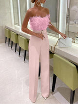 Frola - Eleganter Jumpsuit mit Röhrentop – Rosa