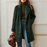 Judith™ | Elegante warme lange Jacke – Dunkelgrün