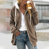 WarmUp Kuschelige Kapuzenjacke mit weitem Schnitt – Khaki