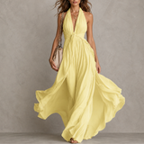 Olyra - Soft-Touch Maxi-Abendkleid – Gelb