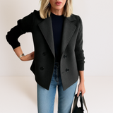 Martine™ | Elegante Jacke mit Strickärmeln – Schwarz