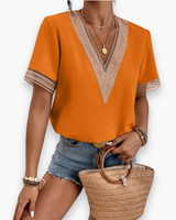 Damen Elegantes V-Ausschnitt Oberteil | Zeitlos – Orange