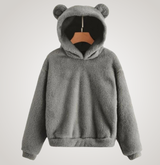 Tialyn - Plüsch-Hoodie mit Bärenohren – Dunkelgrau