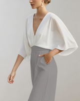 Melanie | Lässiger Jumpsuit mit weiten Beinen – Weiß Grau