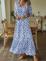 Kestrel - bedrucktes langes Maxikleid für Damen – Blau