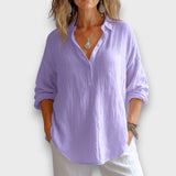 Anelle – Leinenbluse mit V-Ausschnitt – Violett