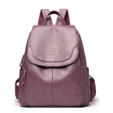 Diebstahlsicherer Lederrucksack – Lila