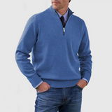 Pullover Herren Half Zip Modern | Warm Komfort Freizeit – Blau