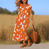 Valérie | Fließendes Kleid mit V-Ausschnitt – Orange